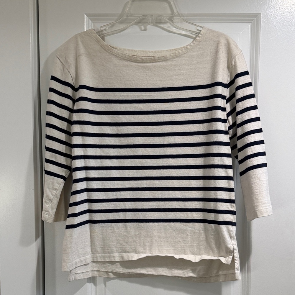 Navy and White Striped Long Sleeve Top